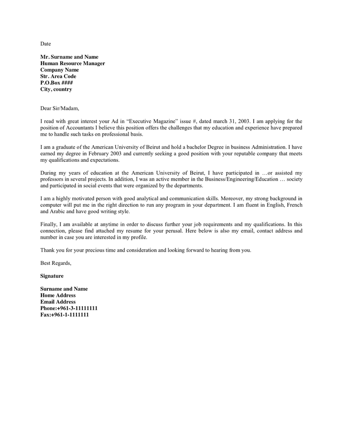 Cover Letter Example In Word And Pdf Formats