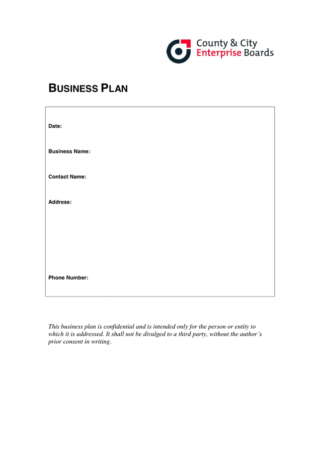 Business Plan In Word And Pdf Formats 5104