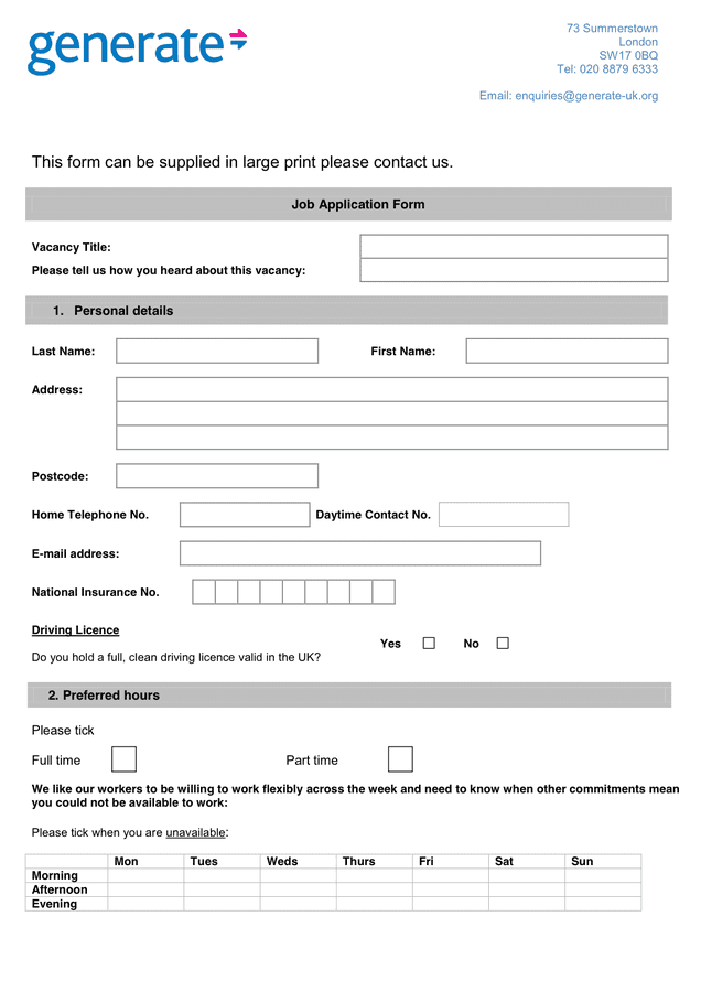 10 Employment Application Form Template Template Guru 7829