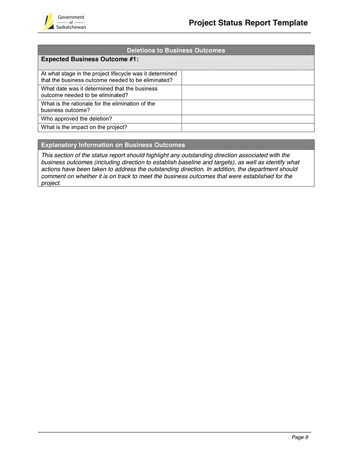 Monthly Status Report Template