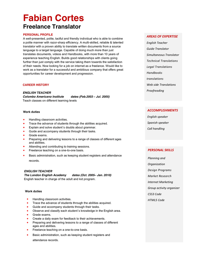 physics teacher cv template resume in word and pdf formats