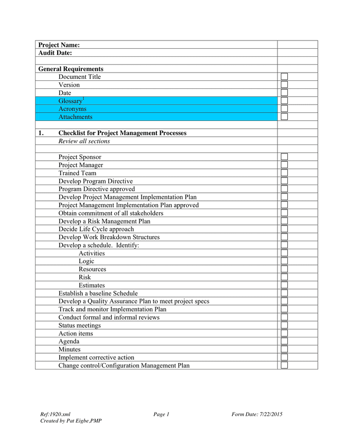 Project Management Audit Checklist In Word And Pdf Formats 55332 Hot Sex Picture 2375