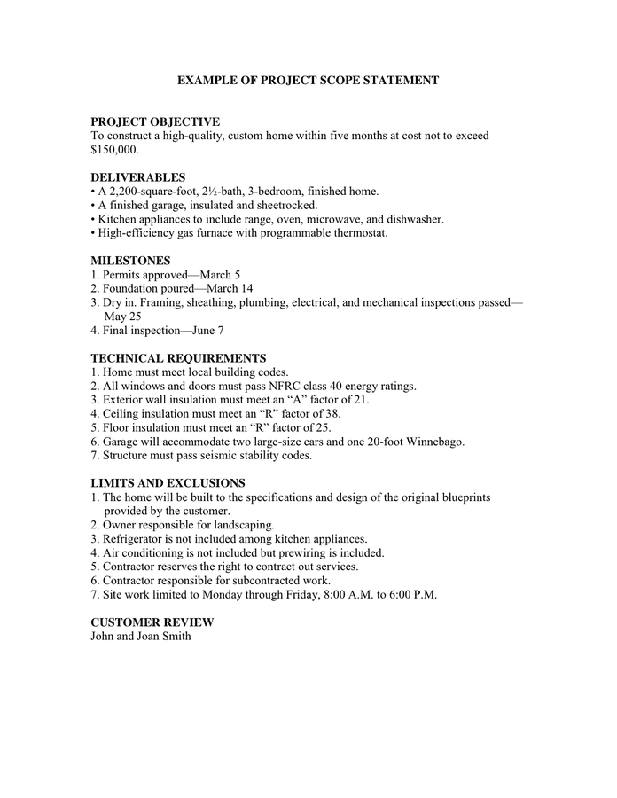 Example Of Project Scope Statement In Word And Pdf Formats