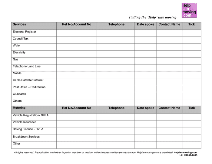 Moving House Checklist In Word And Pdf Formats Page 2 Of 5