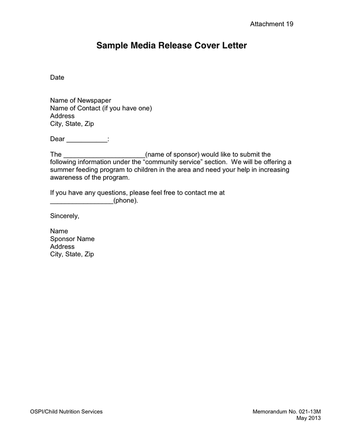 Sample letter to an editor requesting for a Press Release
