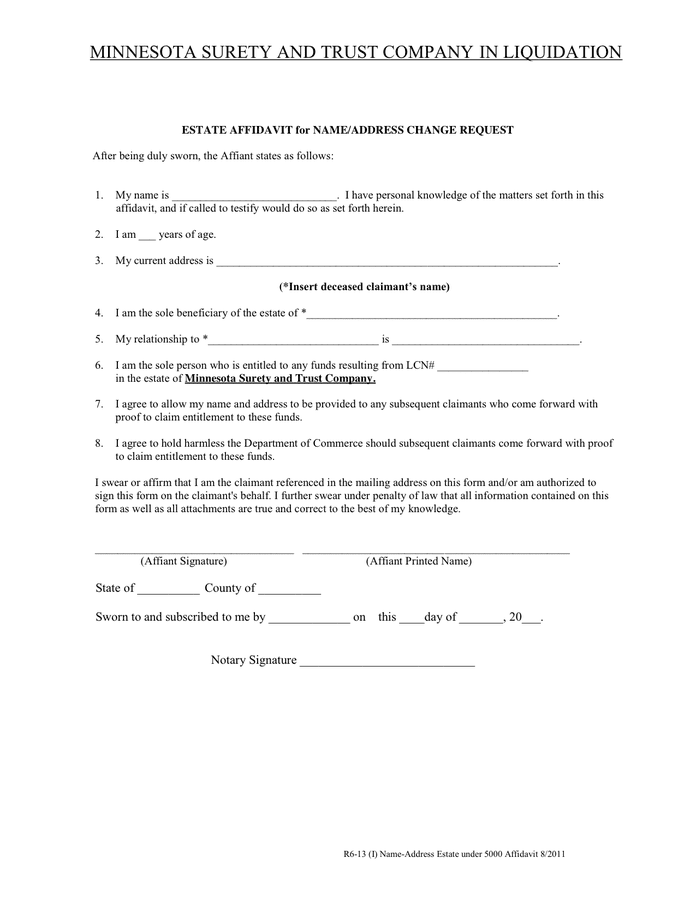 Affidavit General Form In Word And Pdf Formats 1374