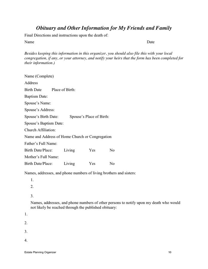 Estate inventory form in Word and Pdf formats page 10 of 19