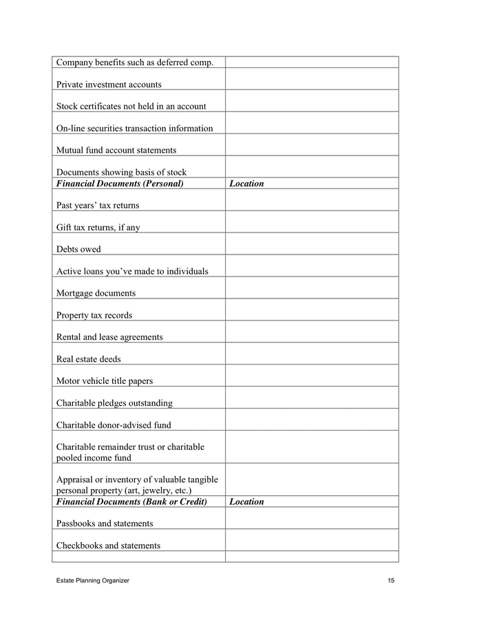 Estate inventory form in Word and Pdf formats page 15 of 19