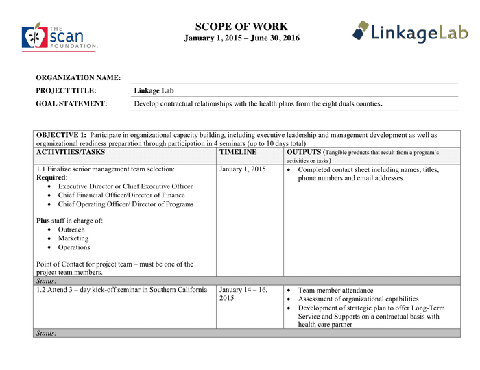 Scope Of Work Template In Word And Pdf Formats