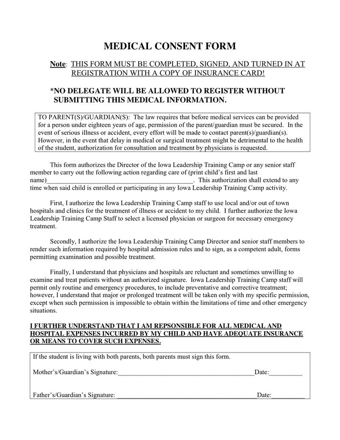 Free Medical Consent Form Template 7871