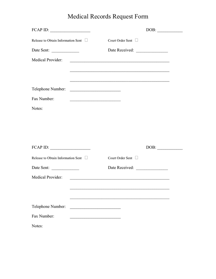 Free Printable Medical Records Request Form