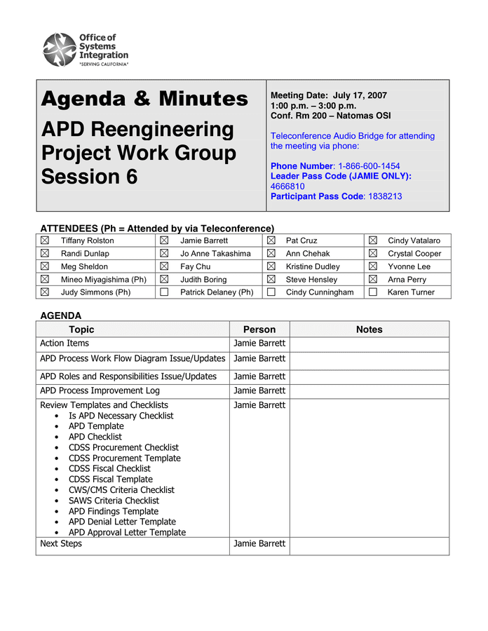 Project Meeting Minutes Template Word