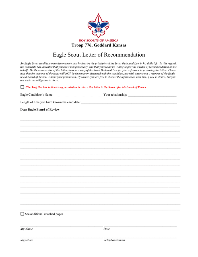  Eagle Scout Reference Letter Template In Word And Pdf Formats Page 2 Of 4