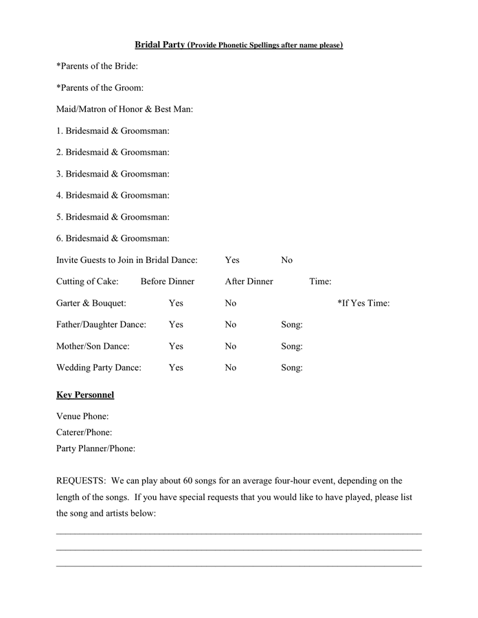 Printables Wedding Worksheet weddingevent dj itinerary worksheet in word and pdf formats worksheet