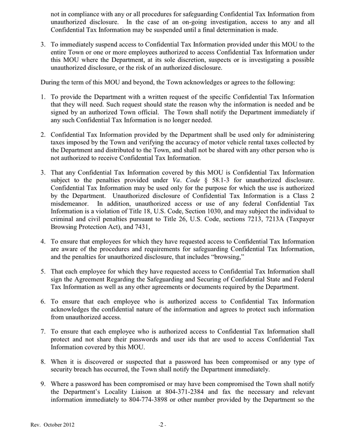 Memorandum Of Agreement In Word And Pdf Formats - Page 2 Of 4