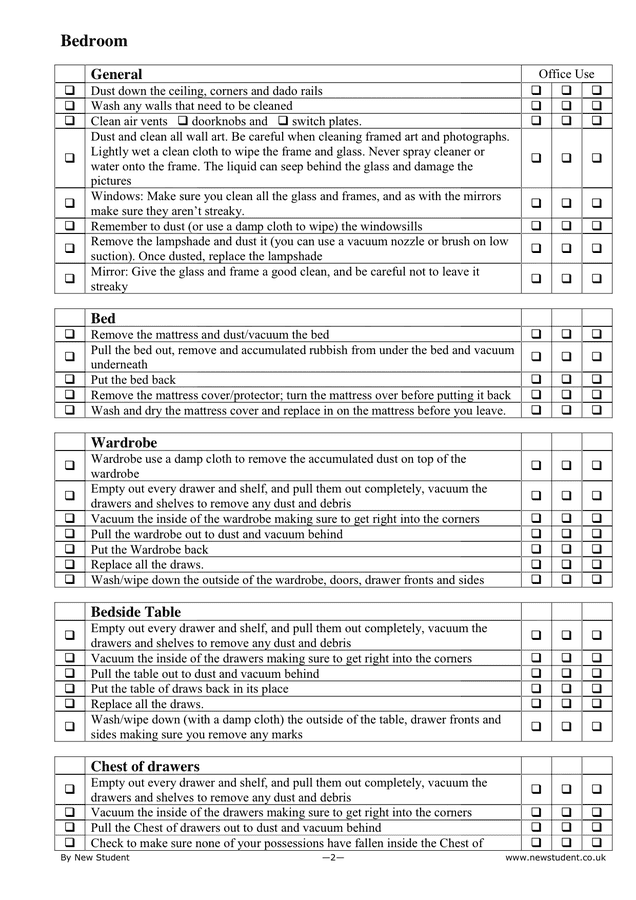 House Cleaning Checklist In Word And Pdf Formats Page 2 Of 8