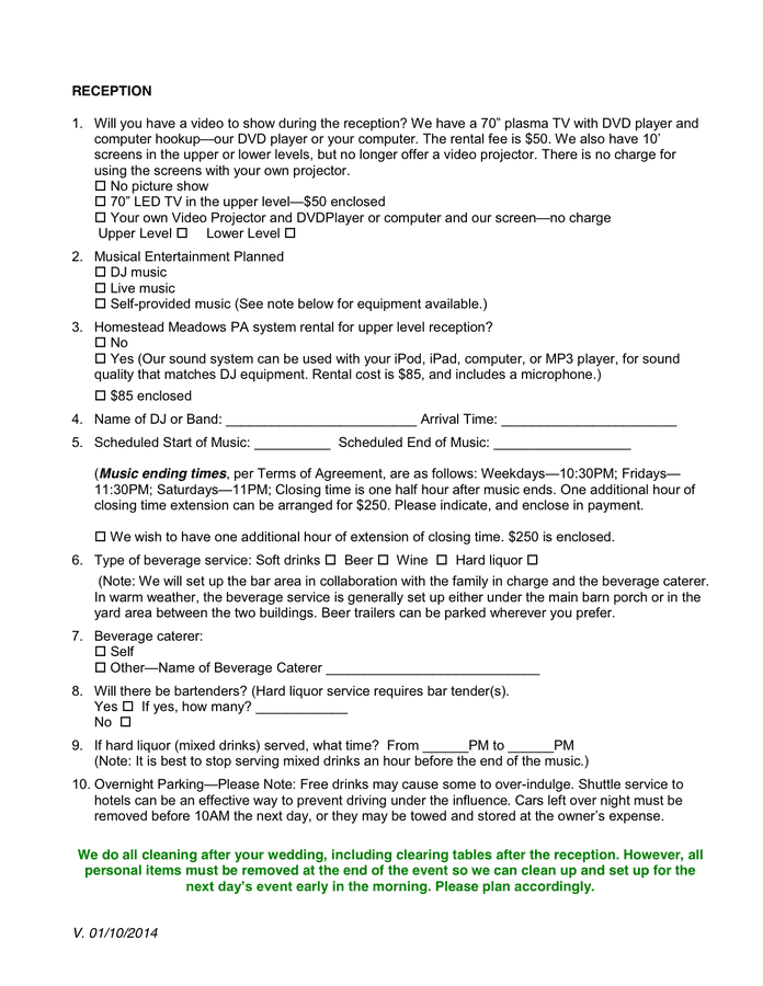 Wedding Setup Checklist In Word And Pdf Formats Page 2 Of 2