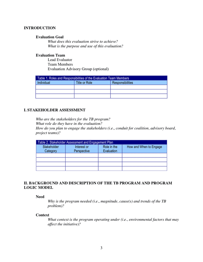 Evaluation Plan Template in Word and Pdf formats page 2 of 5