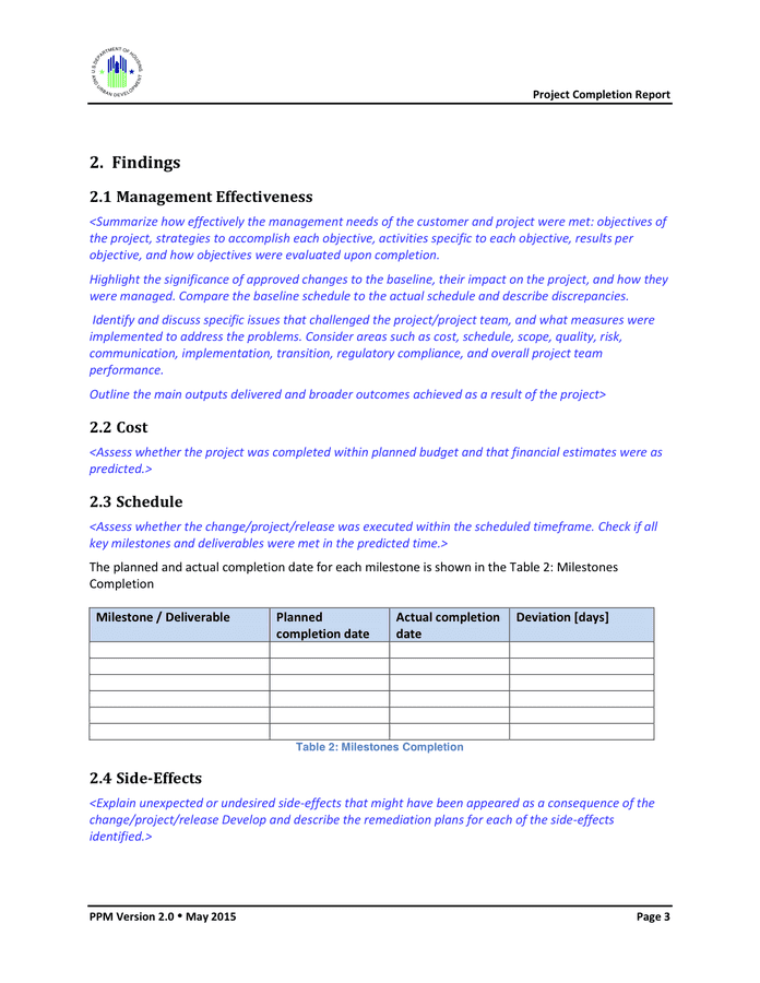 Project Completion Report Template In Word And Pdf Formats Page 6 Of 13