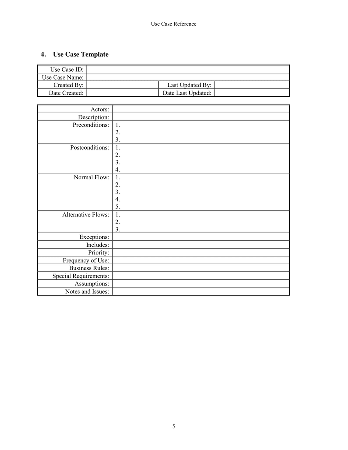 Use Case Template In Word And Pdf Formats Page Of