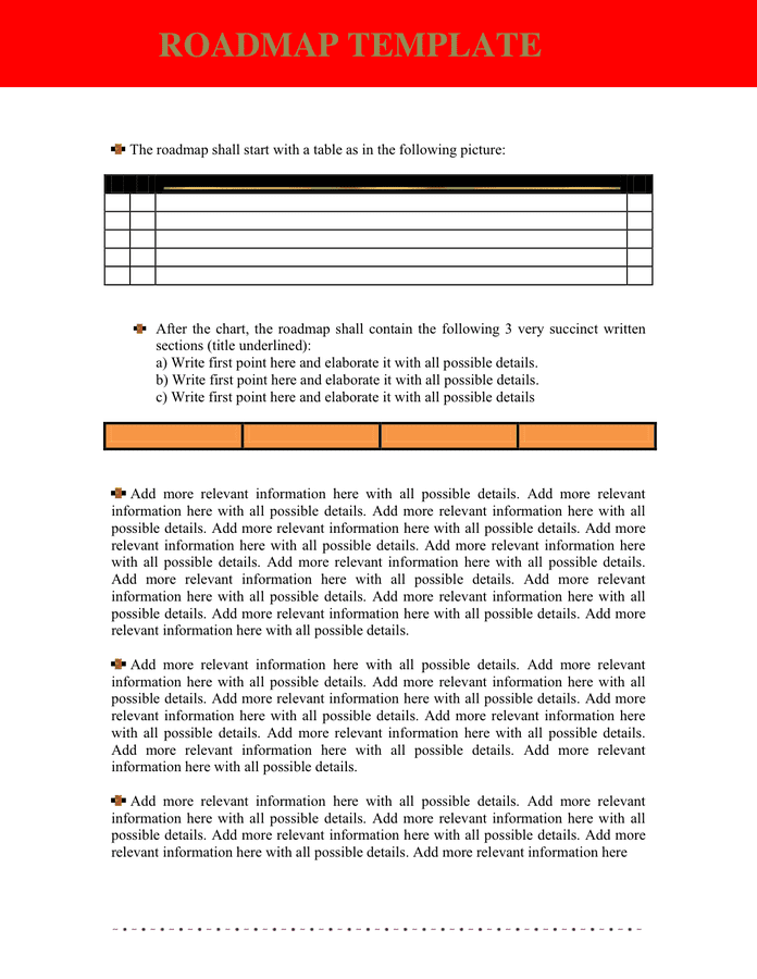Roadmap Template in Word and Pdf formats