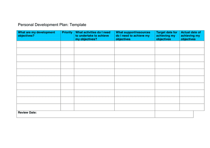 Personal Development Plan PDP Template In Word And Pdf Formats Page 