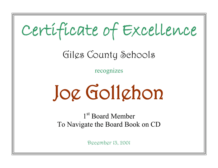 Certificate Of Excellence In Word And Pdf Formats