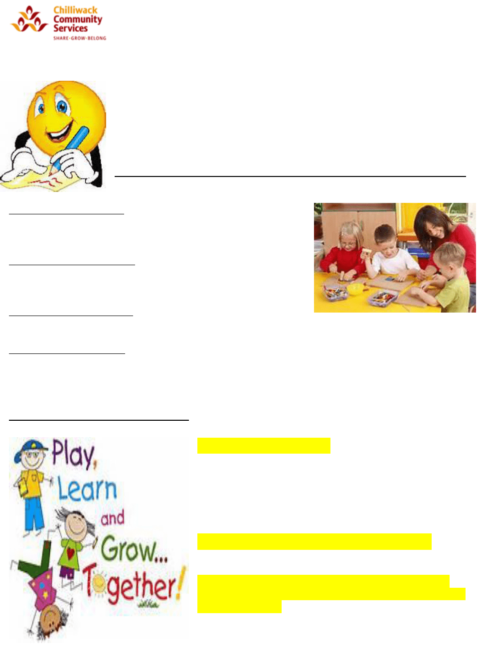 FAMILY PLACE NEWSLETTER
