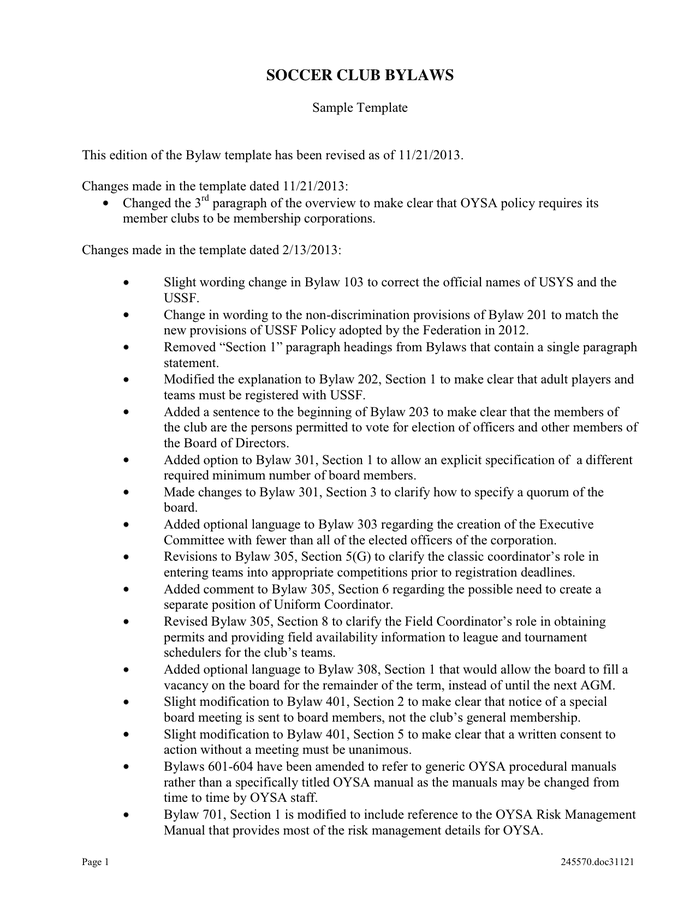 Club Bylaws Template In Word And Pdf Formats