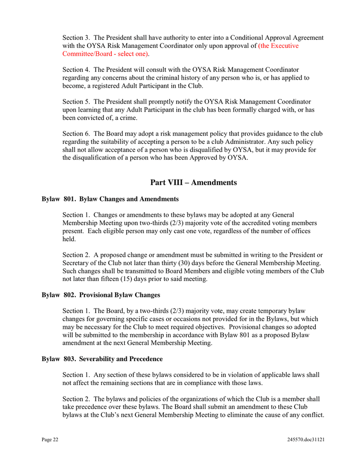 Club Bylaws Template In Word And Pdf Formats Page 22 Of 22