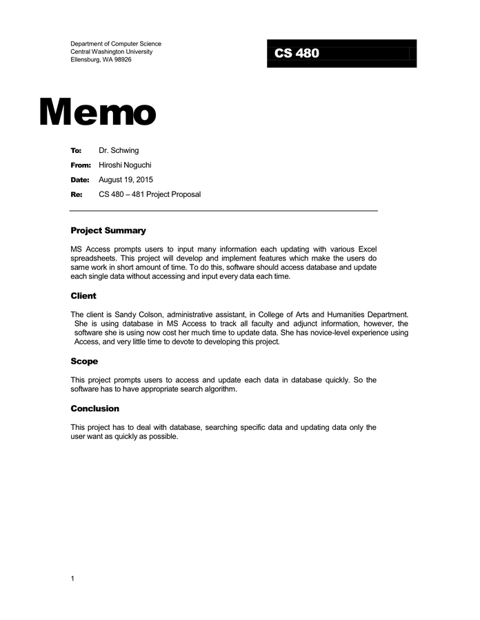 Professional Memo in Word and Pdf formats