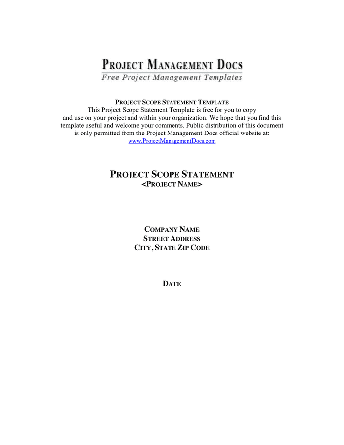 Project Scope Statement Template in Word and Pdf formats