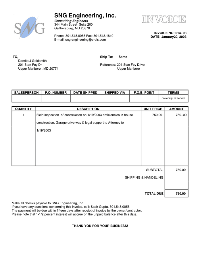 Consulting Invoice template in Word and Pdf formats
