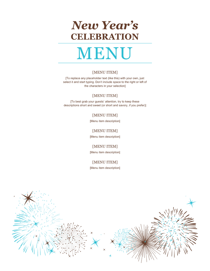 Menu Worksheet - download free documents for PDF, Word and Excel