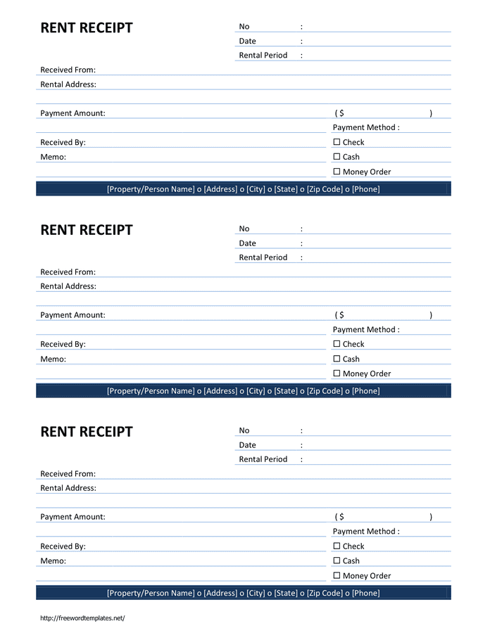 Rent Receipt Word Template in Word and Pdf formats