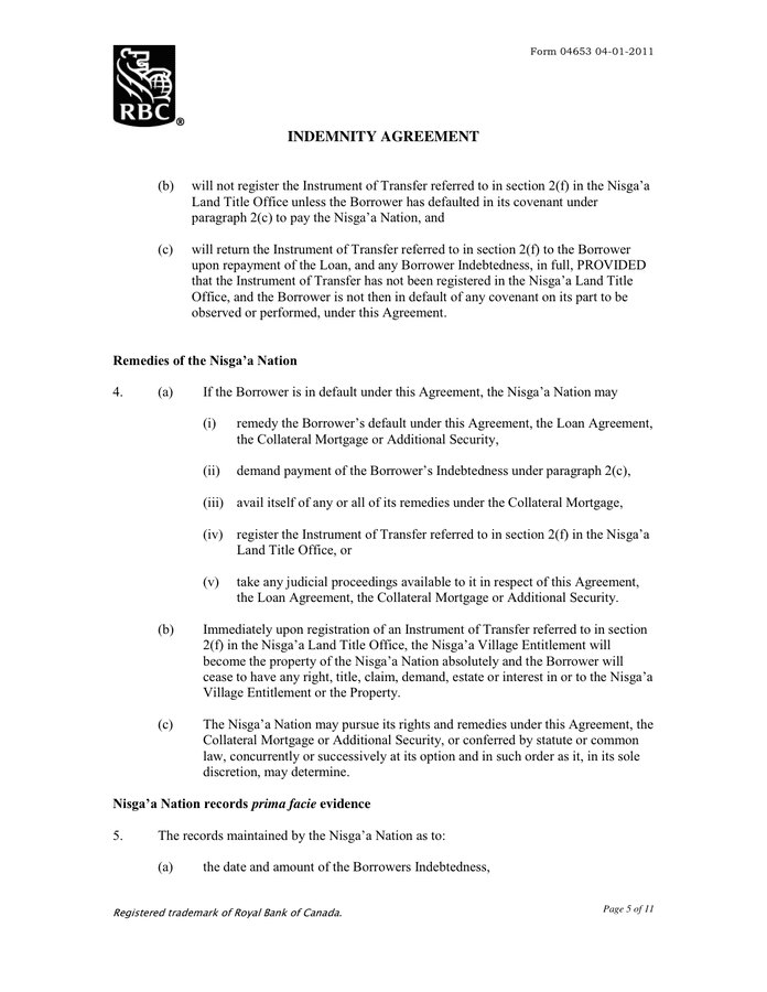 Indemnity Agreement In Word And Pdf Formats Page 5 Of 11 2704