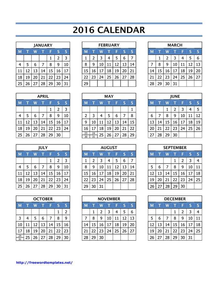 2 Page Calendar Template 2016 from static.dexform.com