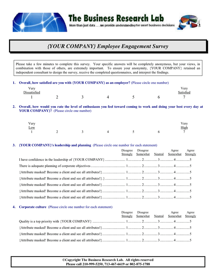 Employee Satisfaction Survey Word Format