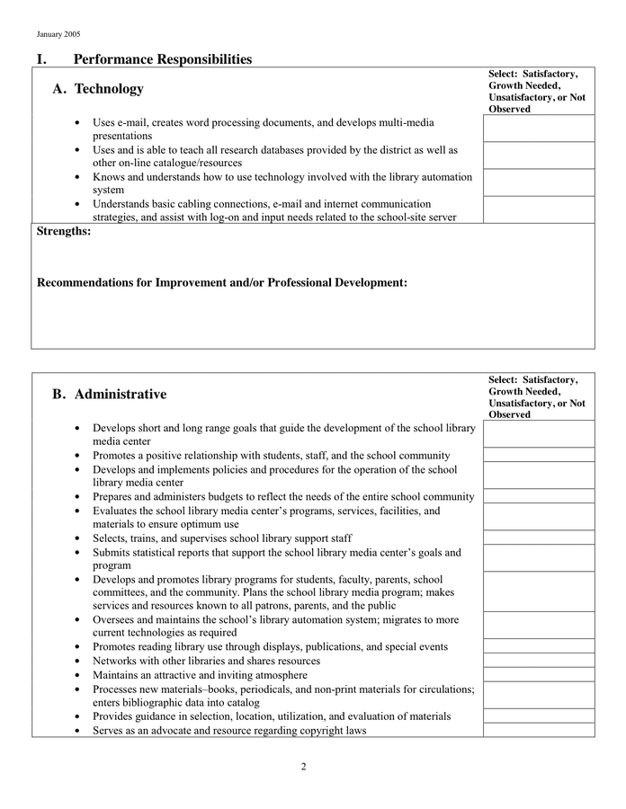 Teacher Evaluation Forms In Word And Pdf Formats Page Of