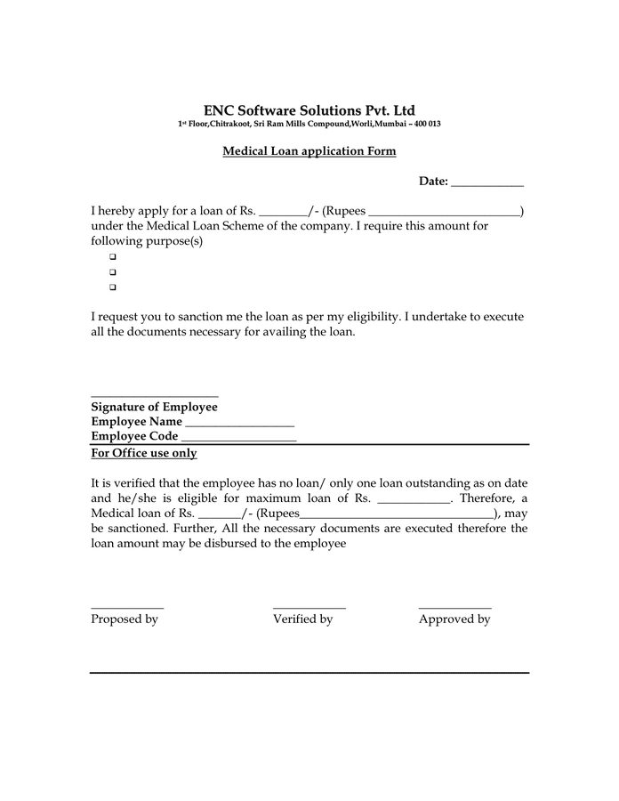 Personal Loan Application Form In Word And Pdf Formats