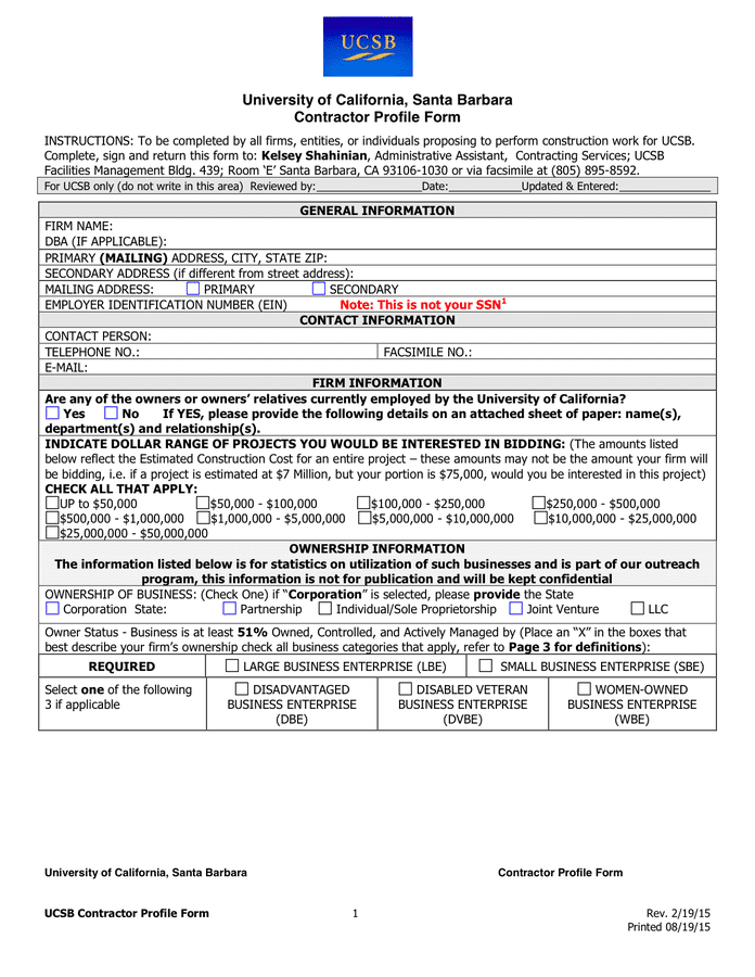 Consultant Profile Form in Word and Pdf formats