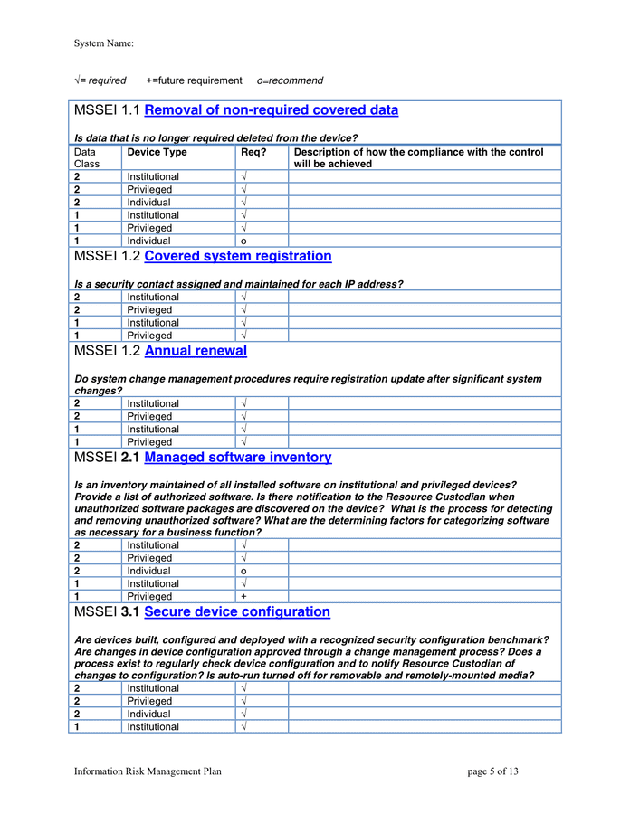 Risk Management Plan example