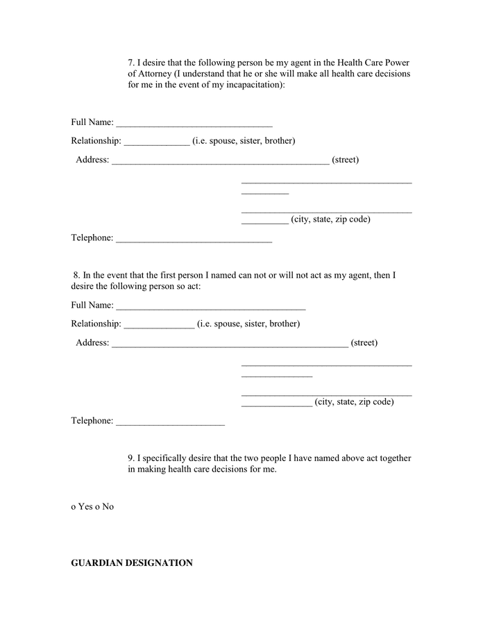 ADVANCE MEDICAL DIRECTIVE WORKSHEET In Word And Pdf Formats Page 4 Of 7