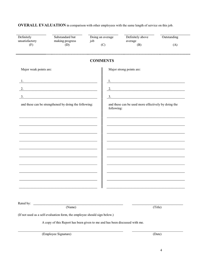Employee Evaluation Form In Word And Pdf Formats Page 4 Of 4 64320 Hot Sex Picture 8239