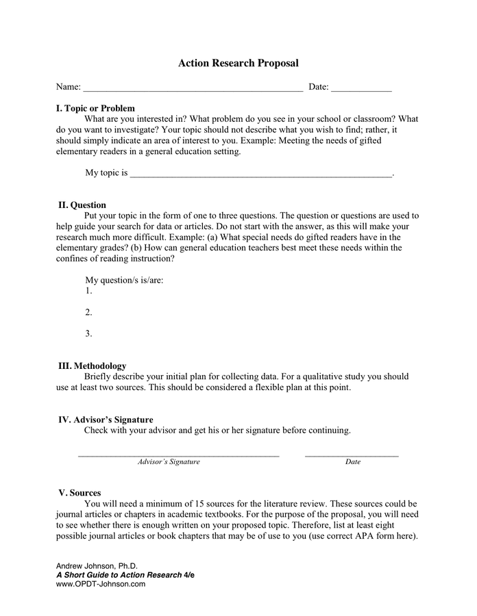 Chapters of a research proposal