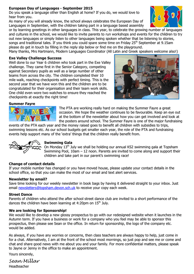 sample school newsletter in word and pdf formats page 2 of 4