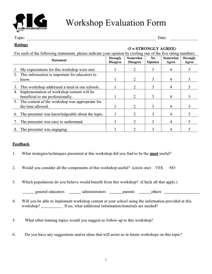 Training Evaluation Form in Word and Pdf formats