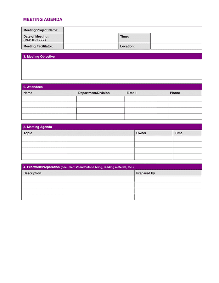 Project Meeting Minutes Template in Word and Pdf formats