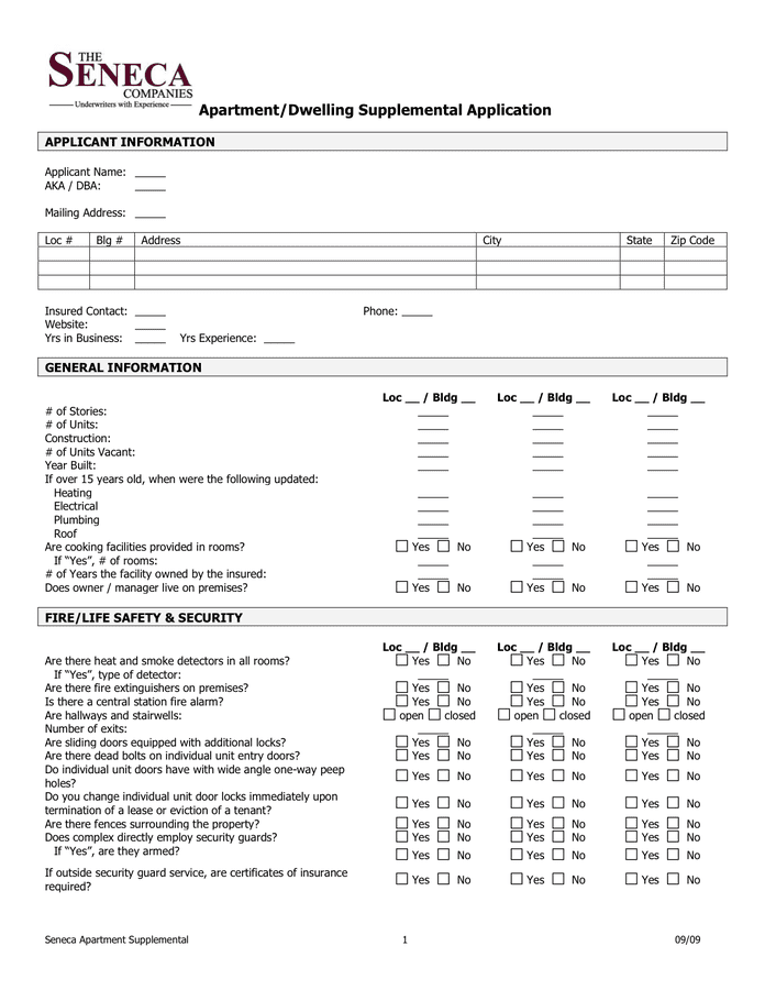 Apartment Supplemental Application In Word And Pdf Formats