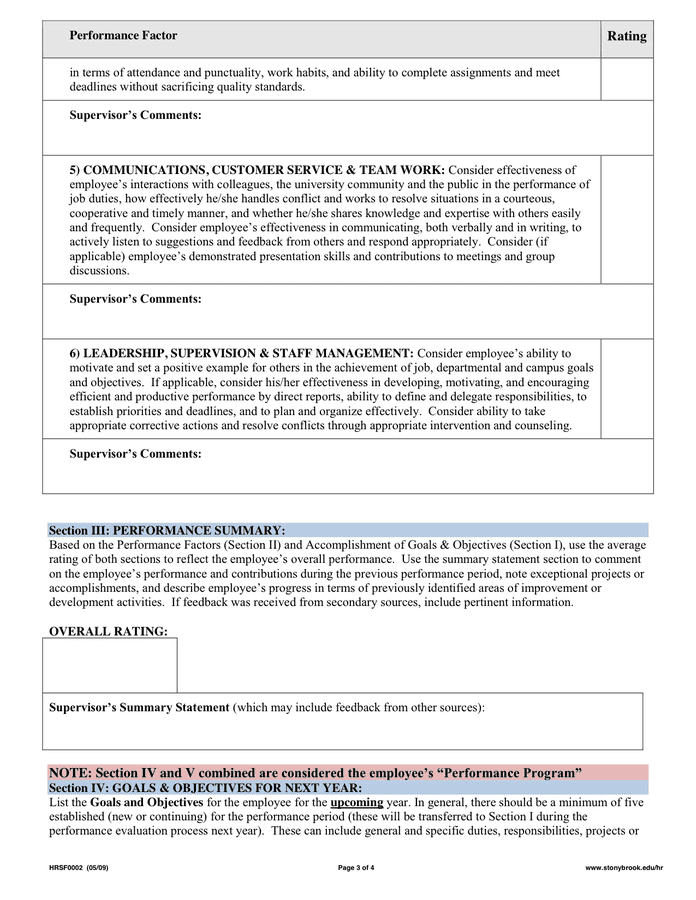 Performance Evaluation in Word and Pdf formats page 3 of 4